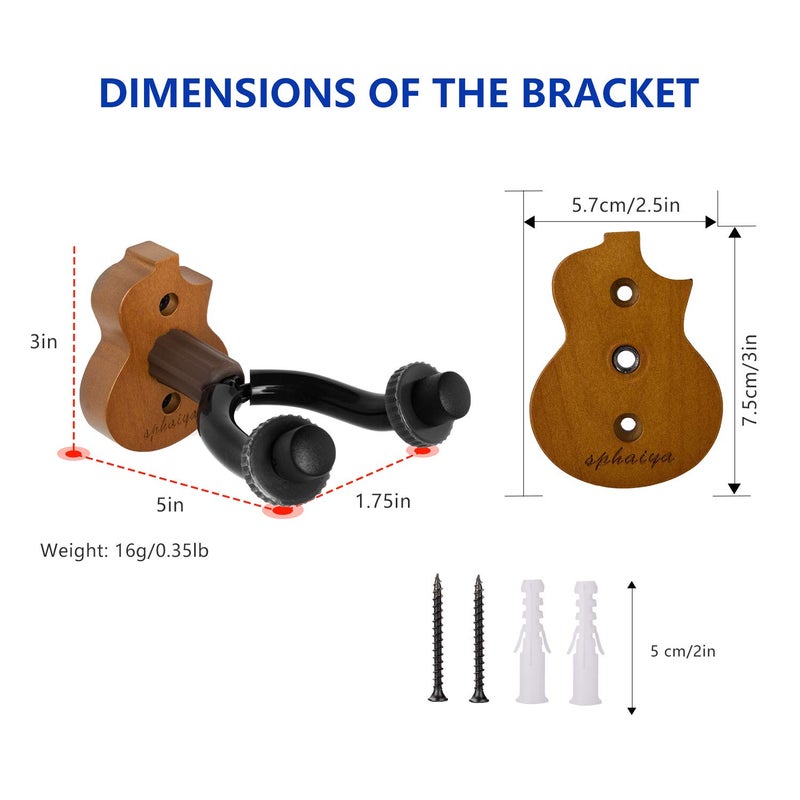 sphaiya Ukulele Wall Mount Hanger Stand 2pack Wooden fits Mandolin Ukele, Banjo Hanger,Ukulele Keeper in Home and Studio,Music Shops, Museums, and Trade Show - Image 1